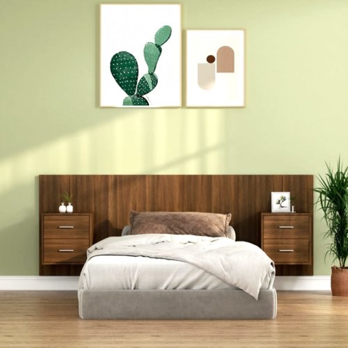 Tăblie de pat cu dulapuri, stejar maro, lemn prelucrat