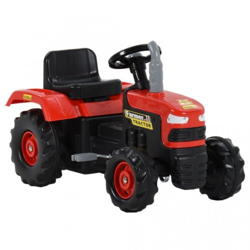 Tractor pentru copii cu pedale, roșu și negru