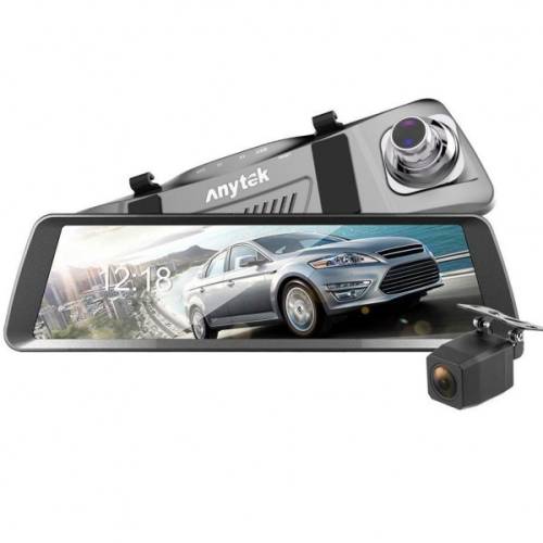 camera auto oglinda iuni dash t90, dual cam, touchscreen, display 9.88 inch, full hd, night vision by anytek 