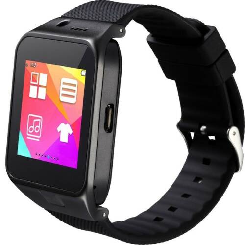 Ceas smartwatch cu telefon iuni u17, camera 1.3m, bt, slot card, negru
