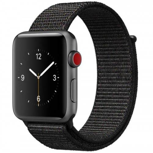Curea pentru apple watch 42 mm iuni woven strap, nylon sport, dark black