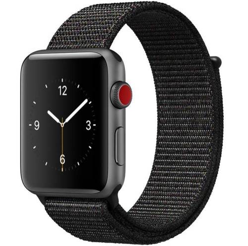 Curea pentru apple watch 44mm iuni woven strap, nylon sport, dark black