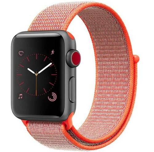 Curea pentru apple watch 44mm iuni woven strap, nylon sport, electric orange