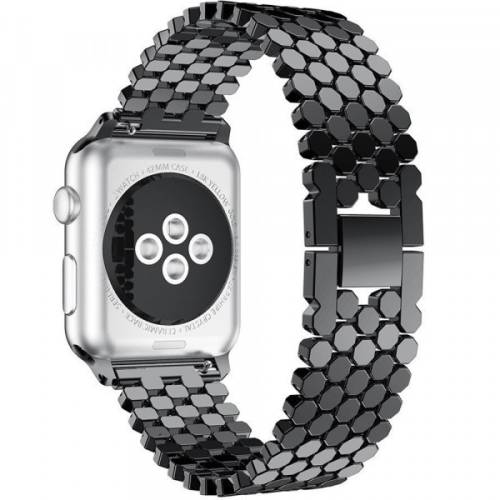 Curea pentru apple watch black jewelry iuni 42 mm otel inoxidabil