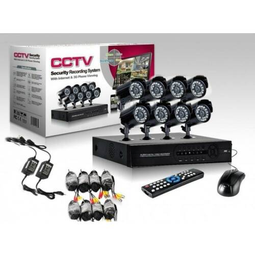 Kit de supraveghere cctv 8 camere, hdmi, infrarosu, vizualizare de pe internet, calculator, telefon