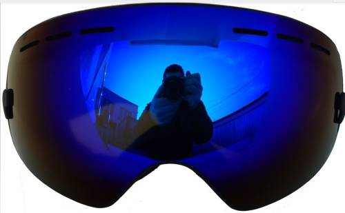Ochelari ski/snowboard, lentila sferica dubla, demontabila, polarizata, ventilate anti-ceata, oglinda a+++