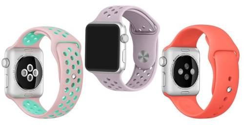 Set 2+1 gratis, curele apple watch iuni 38 mm silicon sport pink-blue, soft purple, red