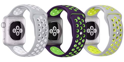 Set 2+1 gratis, curele apple watch iuni 42 mm silicon argintiu-galben, purple-green, argintiu-alb