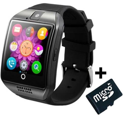 Smartwatch cu telefon iuni q18, camera, bt, 1,5 inch, negru + card microsd 4gb cadou