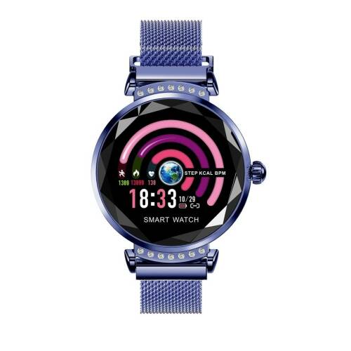 Smartwatch fitness sport waterproof albastru elegant pentru dama techstar® h2 cu monitorizare somn si cardiaca