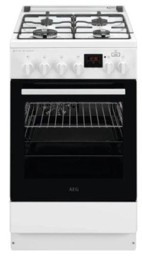 Aragaz aeg ckb56480bw, mixt, 4 arzatoare gaz, aprindere integrata, grill, airfry, 60 cm (alb)