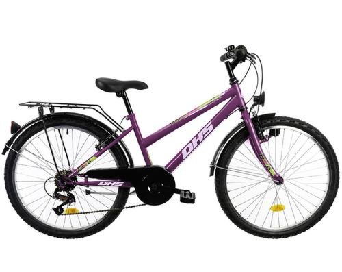 Bicicleta copii dhs terrana 2414, roti 24inch, cadru otel 350mm, 6 viteze (violet)
