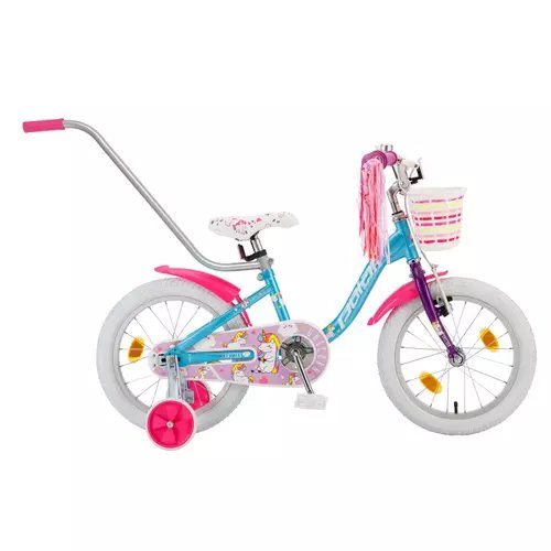 Bicicleta copii polar unicorn - 14 inch, albastru-roz