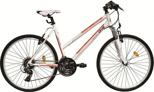 Bicicleta dama dhs contura 2666, cadru 19.5inch (alb/portocaliu)