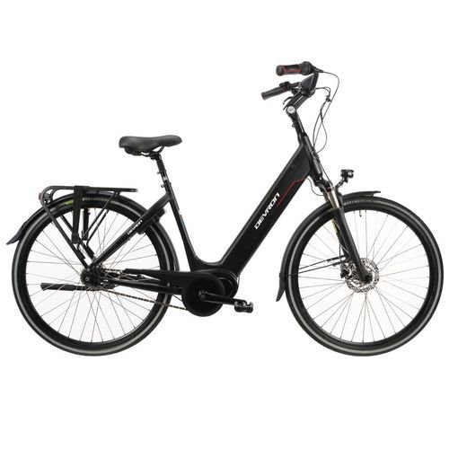 Bicicleta electrica devron 28426, roti 28inch, 7 viteze, cadru aluminiu 530mm, frane hidraulice pe disc (negru)