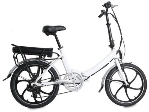 Bicicleta electrica lvneng ln20f05, viteza maxima 20 km/h, autonomie 25 km, motor 250 w (alb)