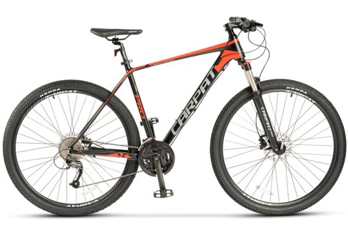 Bicicleta mountain bike carpat pro c26227h limited edition, roti 26 inch, echipare shimano altus 27 viteze, frane hidraulice disc, cadru aluminiu (negru/rosu) 