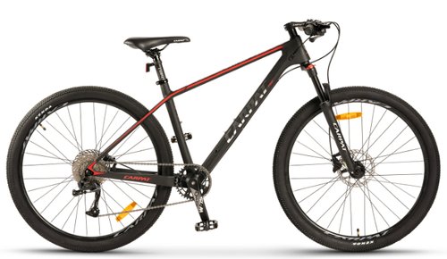 Bicicleta mountain bike carpat pro carbon c275c, roti 27.5inch, schimbator spate a7 l-tw00 10 viteze, frane hidraulice disc, cadru carbon (negru/rosu)