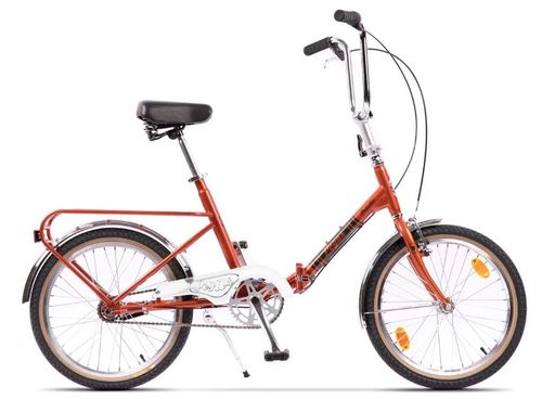 Bicicleta pegas practic retro, cadru 16inch, roti 20inch (portocaliu)