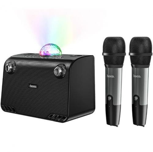 Boxa portabila hoco karaoke bs41, 15w, bluetooth, 2 microfoane, usb, aux, card tf (negru)