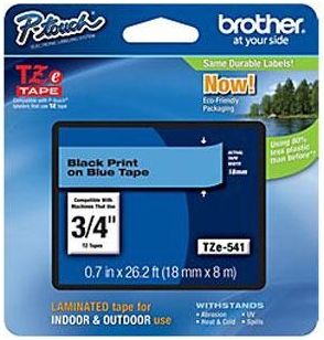 Brother etichete tze541 18mm (negru/albastru)