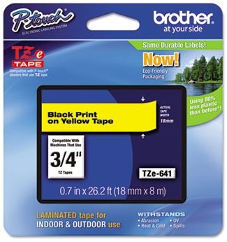 Brother etichete tze641 18mm (negru/galben)
