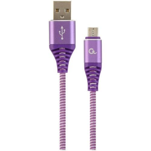 Cablu alimentare si date gembird cc-usb2b-ammbm-1m-pw, usb 2.0 (t) la micro-usb 2.0 (t), 1m, violet / alb
