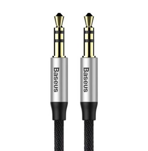 Cablu audio baseus yiven cam30-bs1, jack 3.5mm - jack 3.5mm, 1 m (negru/argintiu)