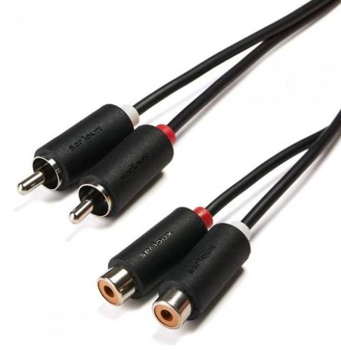 Cablu audio serioux srxc-av1.5m03, 2 porturi rca tata - 2 porturi rca mama, conductori 99.99% cupru fara oxigen, 1.5 m (negru)