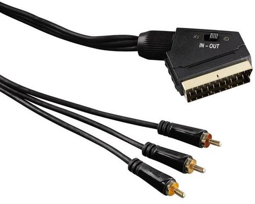 Cablu audio - video hama 122163, scart - 3 x rca, 1.5 m (negru)