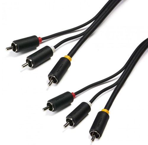 Cablu audio-video serioux srxc-av1.5m20, 3 porturi rca tata - 3 porturi rca tata, conductori 99.99% cupru fara oxigen, 1.5 m (negru)