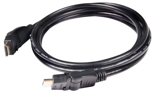 Cablu club 3d cac-1360, conectori rotativi la 360 de grade, hdmi 2.0, 4k uhd, 60hz, 2m (negru)