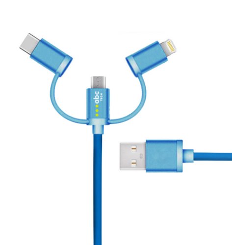 Cablu de date abc tech 6426495442073, microusb - lightning - type-c, universal, 0.3 m (albastru)