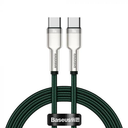 Cablu de date baseus cafule metal catjk-c06, usb type-c - usb type-c, 100w, 1m, impletitura nylon (verde) 