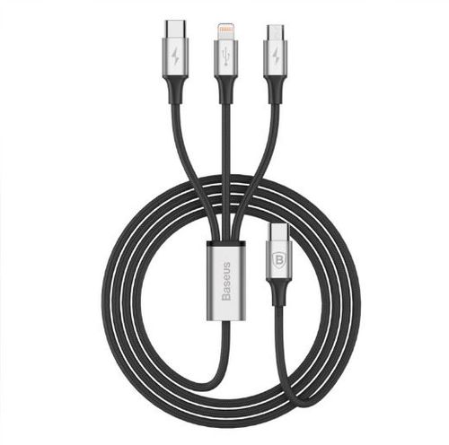 Cablu de date baseus camlt-sus1, rapid 3 in 1, usb - microusb/lightning/type-c, 1.2m (negru)