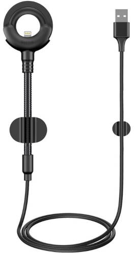 Cablu de date baseus o-type calox-01, lightning, suport auto, prindere cu adeziv (negru)