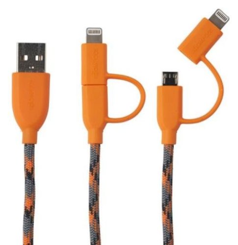 Cablu de date boompods duo dcora, microusb & lightning mfi, 1m (portocaliu)