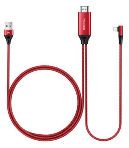 Cablu de date mcdodo plug&play ca-6401, lightning - hdmi+usb, 2 m (rosu)