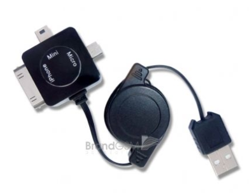 Cablu de date procell ciusbmulti, retractabil, multimufa pentru iphone 4/microusb/miniusb (negru)