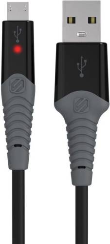 Cablu de date scosche strikeline, led, microusb, 1m (negru)