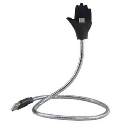 Cablu de date star creative hand, usb type-c, suport telefon (argintiu/negru)