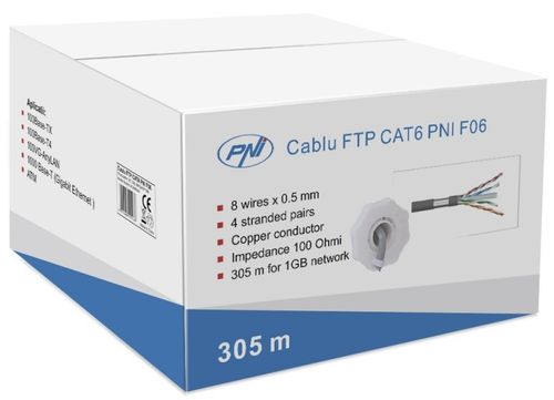 Cablu ftp pni f06, cat6, 305 m (gri)