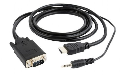 Cablu gembird a-hdmi-vga-03-6, hdmi - vga/jack 3.5mm, 1.8m, full hd/60hz (negru)