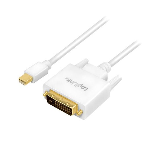 Cablu logilink cv0138, mini-displayport - dvi-d dl, 3m, conectori auriti, full hd/60hz (alb)