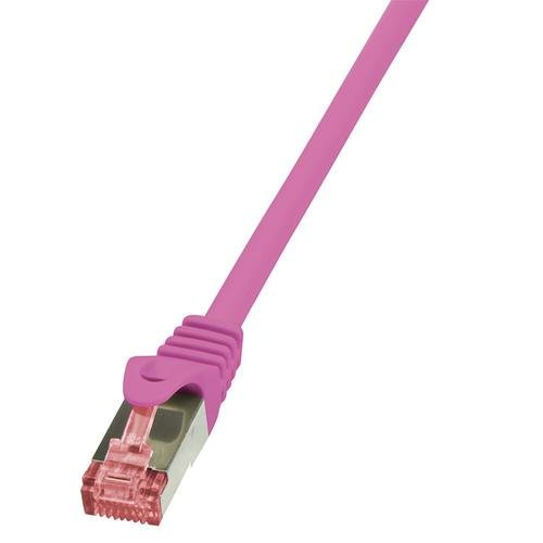 Cablu s/ftp logilink cat6, lszh, cupru, 1 m, roz, awg27, dublu ecranat cq2039s