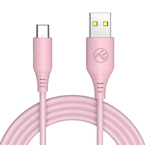 Cablu silicon tellur usb to type-c, 3a, 1m, roz