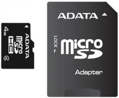 Card a-data microsdhc 4gb (class 4) + adaptor sd