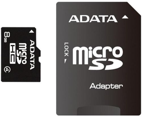 Card a-data microsdhc 8gb (class 4) + adaptor sd