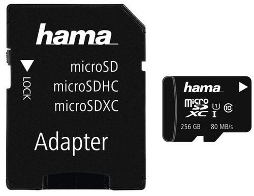 Card de memorie hama 124171, microsdxc, 256gb, clasa 10, + adaptor sd