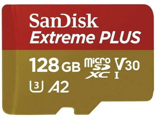 Card de memorie sandisk extreme plus sdsqxbd-128g-gn6ma, microsdxc, 128 gb, uhs-i u3, clasa 10, v30 + adaptor sd